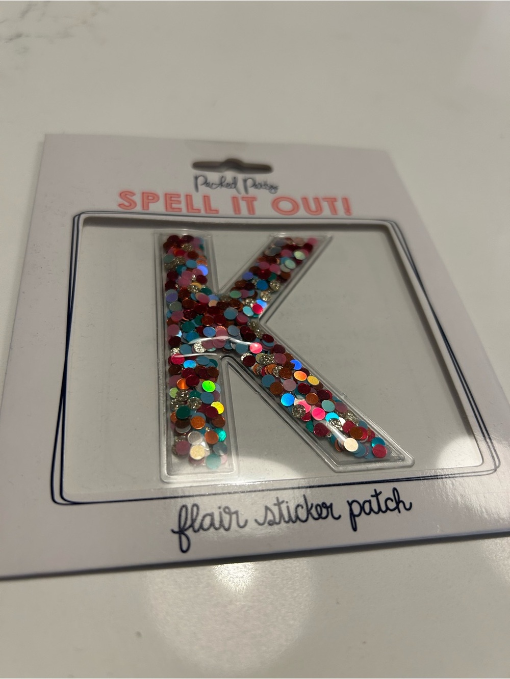 K Initial Glitter Confetti Sticker Patch for Laptops Notebooks Backpacks